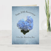 Hartvorm Blauw Hydrangea"Jubileum Kaart (Voorkant)