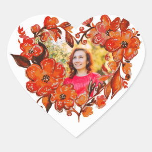 Hartvorm Bloemen Foto Lijst Hart Sticker