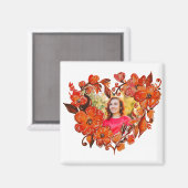 Hartvorm Bloemen Foto Lijst Magneet (Voorkant / Achterkant)