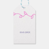 hartvorm bloemig roze paarse bruiloft trend cadeaulabel (Achterkant)