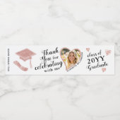 Hartvorm Foto Elegant Afstuderen Dank u Waterfles Etiket (Enkel label)