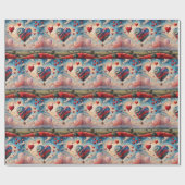 Hartvorm Hete Luchtballon Cadeaupapier (Vlak)
