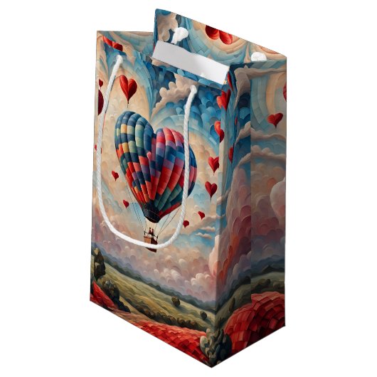 Hartvorm Hete Luchtballon Klein Cadeauzakje (Achterkant Gekanteld)