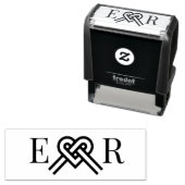 Hartvorm Liefdesknoop Paar 2 Initiaal Monogram Zelfinktende Stempel (In situ)