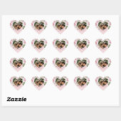 Hartvorm liefdeskoppel foto roze rozen schattig hart sticker (Vel)