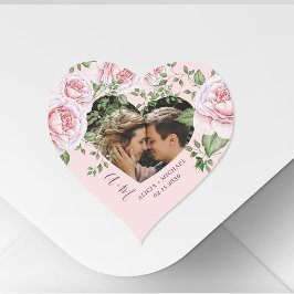 Hartvorm liefdeskoppel foto roze rozen schattig hart sticker