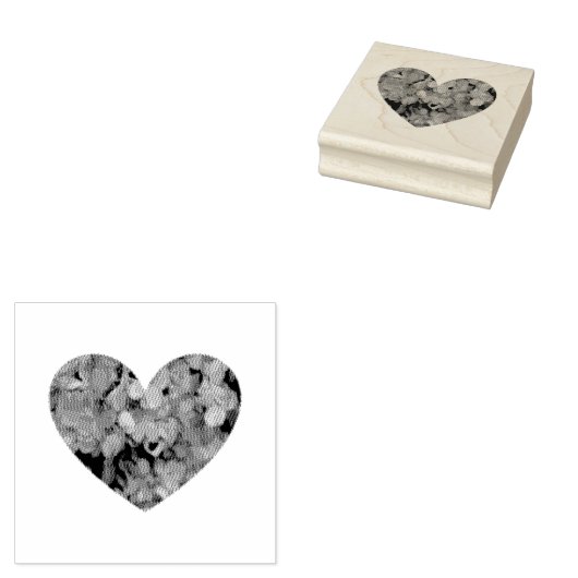 Hartvorm met hydrangea-bloempitten rubberstempel (Gestempeld)