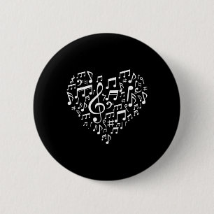 Hartvorm muzieknoten cadeaus voor muziek liefhebbe ronde button 5,7 cm