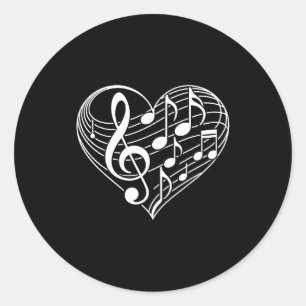 Hartvorm muzieknoten Valentijnsdag mannen vrouwen Ronde Sticker