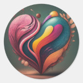 Hartvorm ontwerp ronde sticker (Voorkant)