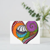 Hartvorm op briefkaart - gekleurde tekening (Staand voorkant)