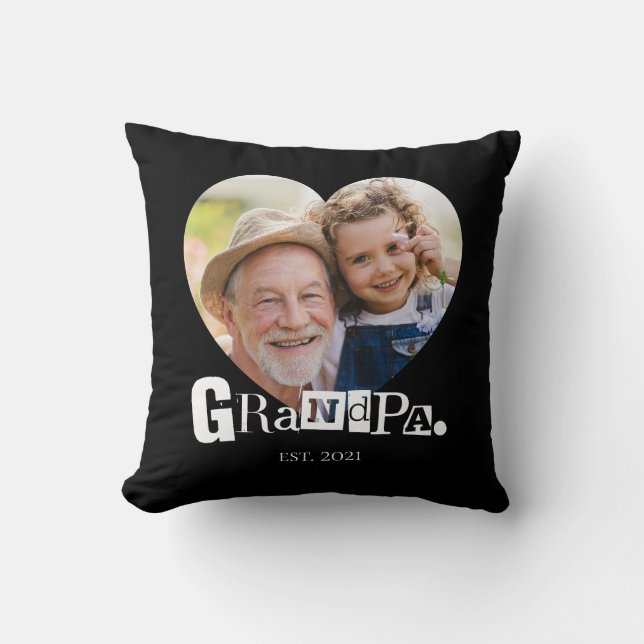 Hartvorm Opa Gevestigd Grootvader Foto Cadeau Kussen (Voorkant)