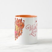 Hartvorm Sinaasappel Rood Bloemen Foto Lijst Mok (Midden)