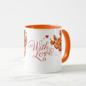 Hartvorm Sinaasappel Rood Bloemen Foto Lijst Mok (Voorkant rechts)