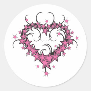 hartvorm sterren tatoeage ontwerp ronde sticker