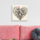 Hartvorm uit letters canvas afdruk (Insitu (Woonkamer))