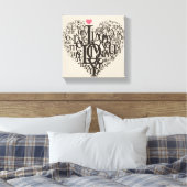 Hartvorm uit letters canvas afdruk (Insitu (Slaapkamer))