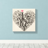 Hartvorm uit letters canvas afdruk (Insitu (Houten vloer))