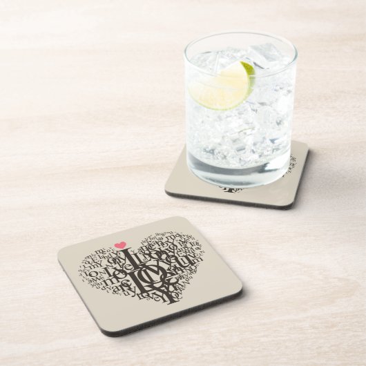 Hartvorm uit letters drankjes onderzetter (Rechterzijde)