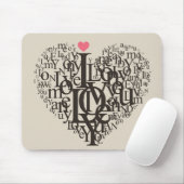 Hartvorm uit letters muismat (Met muis)