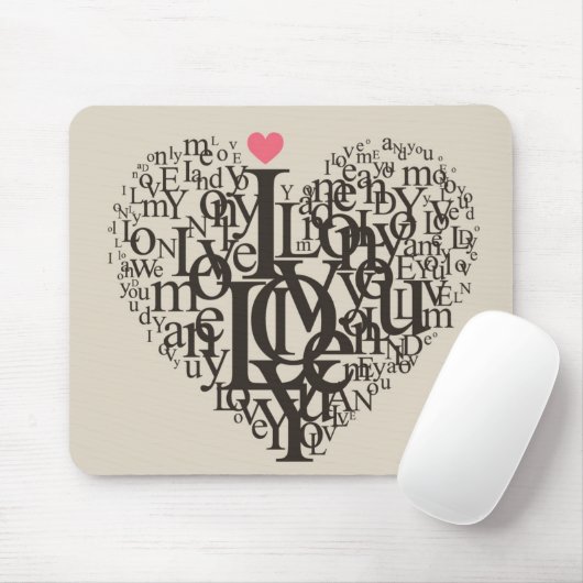 Hartvorm uit letters muismat (Met muis)