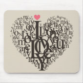 Hartvorm uit letters muismat (Voorkant)