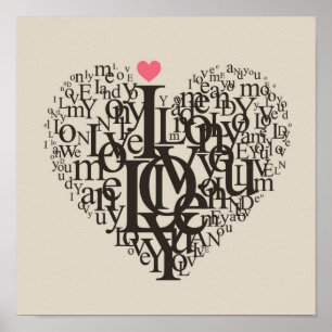 Hartvorm uit letters poster