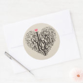 Hartvorm uit letters ronde sticker (Envelop)