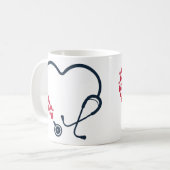 hartvorm van een stethoscoop koffiemok (Voorkant links)