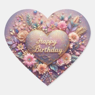 Hartvorm verjaardagsverjaardag sticker