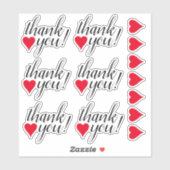 Hartvormen & Dankbaar "dank u!" Stickers (Vel)