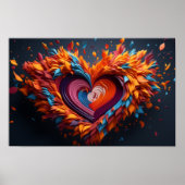 Hartvormen in 3D in levendige kleuren Poster (Voorkant)