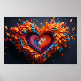 Hartvormen in 3D in levendige kleuren Poster