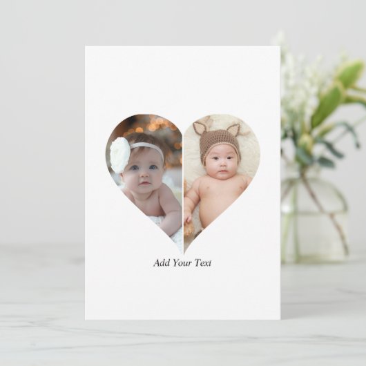 Hartvormig 2 foto collage aankondiging (Staand voorkant)