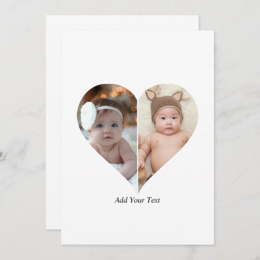 Hartvormig 2 foto collage aankondiging (Voorkant / Achterkant)