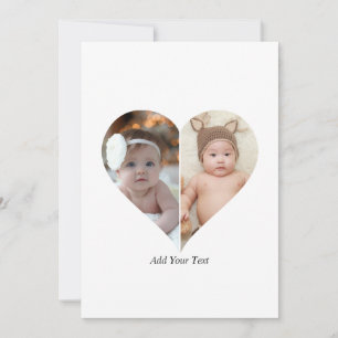 Hartvormig 2 foto collage aankondiging