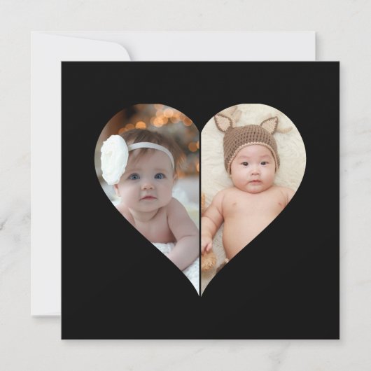 Hartvormig 2 foto collage aankondiging (Voorkant)