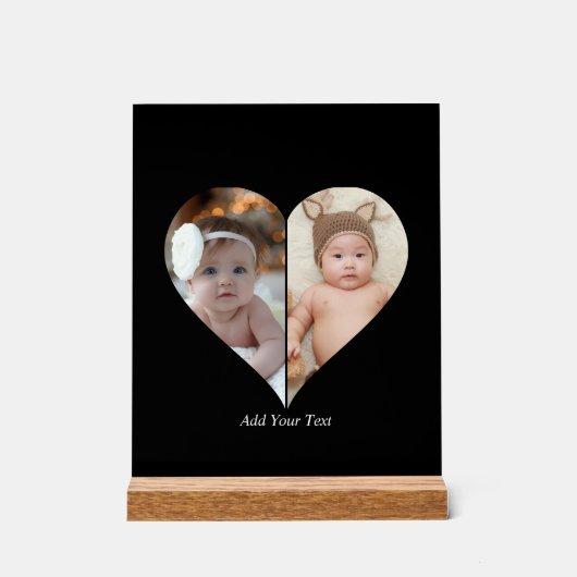 Hartvormig 2 foto collage acryl bord (Voorkant)
