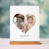 Hartvormig 2 foto collage acryl bord (Neutraal)