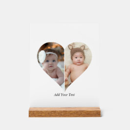 Hartvormig 2 foto collage acryl bord