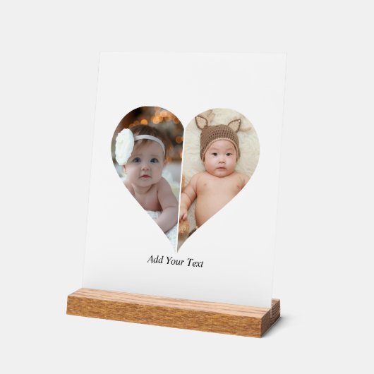 Hartvormig 2 foto collage acryl bord (Hoek)