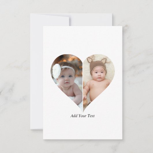 Hartvormig 2 foto collage bedankkaart (Voorkant)