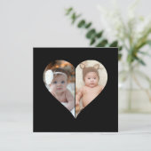 Hartvormig 2 foto collage bedankkaart (Staand voorkant)