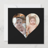 Hartvormig 2 foto collage bedankkaart (Voorkant)