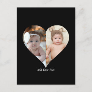 Hartvormig 2 foto collage briefkaart