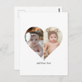 Hartvormig 2 foto collage briefkaart (Voorkant / Achterkant)