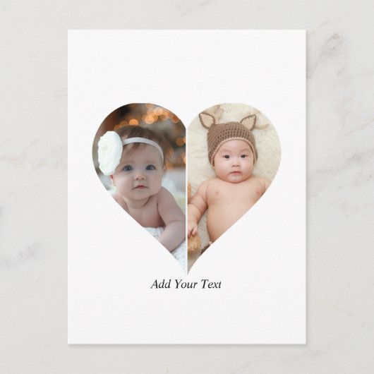 Hartvormig 2 foto collage briefkaart (Voorkant)