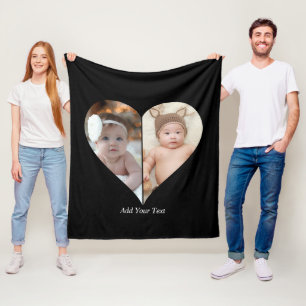 Hartvormig 2 foto collage fleece deken