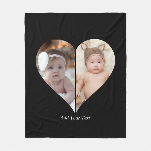 Hartvormig 2 foto collage fleece deken (Voorkant)