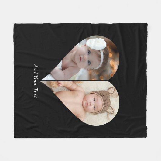 Hartvormig 2 foto collage fleece deken (Voorkant (Horizontaal))